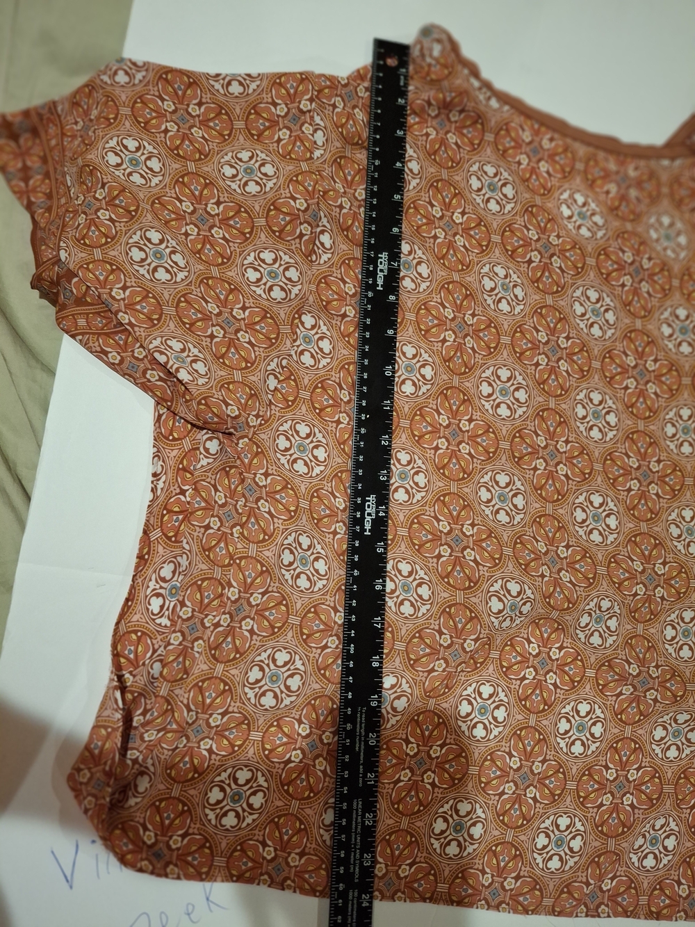 Max Studio Rust and Cream Printed Tie-Front Top - Picture 11 of 16